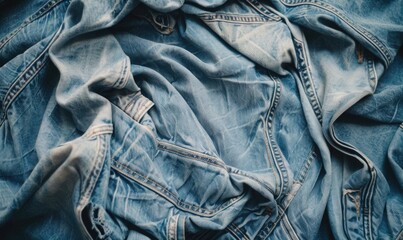 closeup view of stonewashed denim fabric