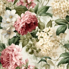 Nostalgic Floral Painting with Soft Color Palette Generative AI