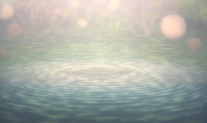 Serene Pond Ripples - Ethereal, Dreamy Background Generative AI