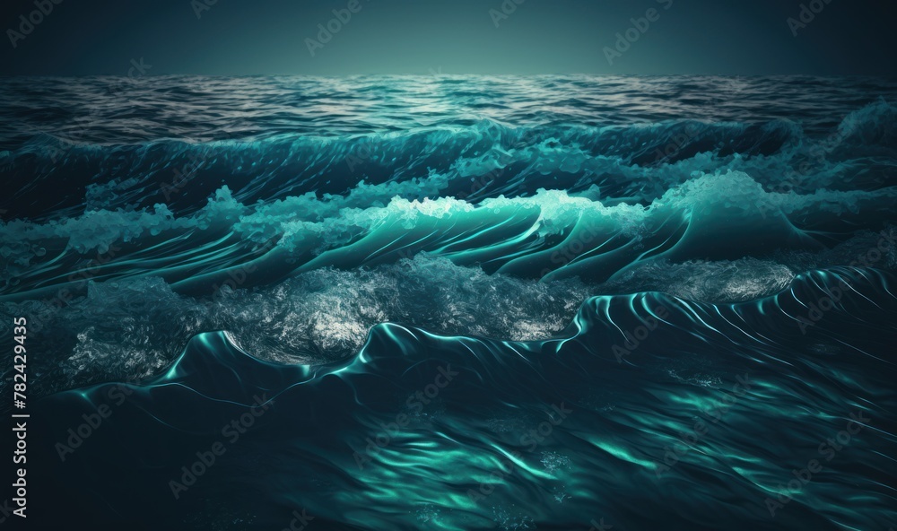 Poster dreamy ocean waves - calming background for design generative ai