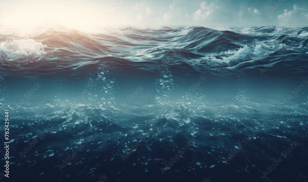 Poster dreamy ocean waves - calming background for design generative ai
