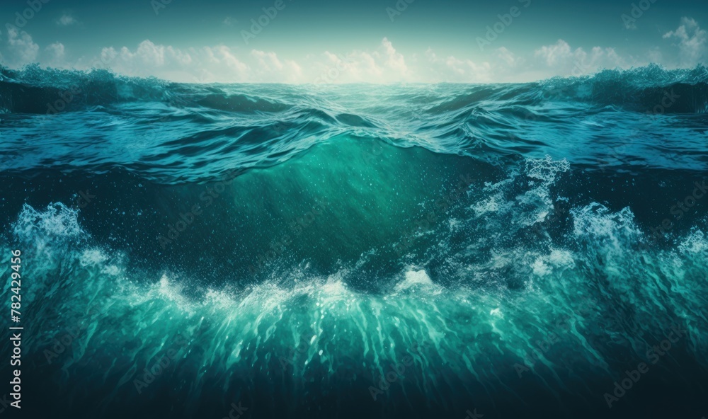 Poster dreamy ocean waves - calming background for design generative ai