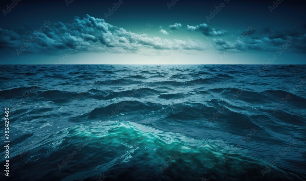 Poster dreamy ocean waves - calming background for design generative ai