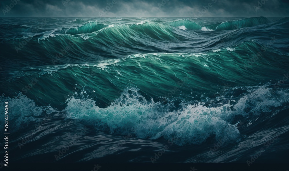 Poster dreamy ocean waves - calming background for design generative ai