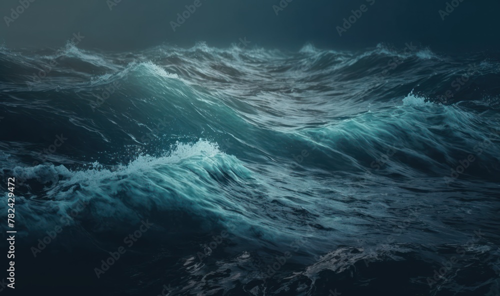 Poster dreamy ocean waves - calming background for design generative ai