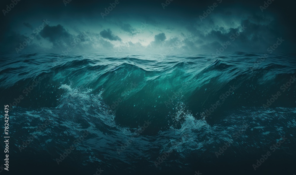 Poster dreamy ocean waves - calming background for design generative ai