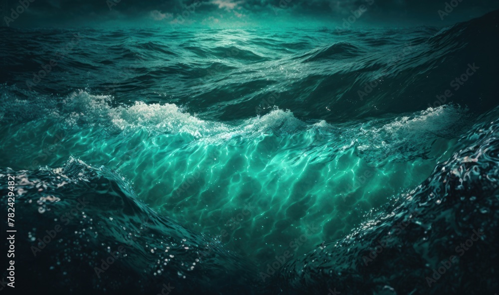 Poster dreamy ocean waves - calming background for design generative ai
