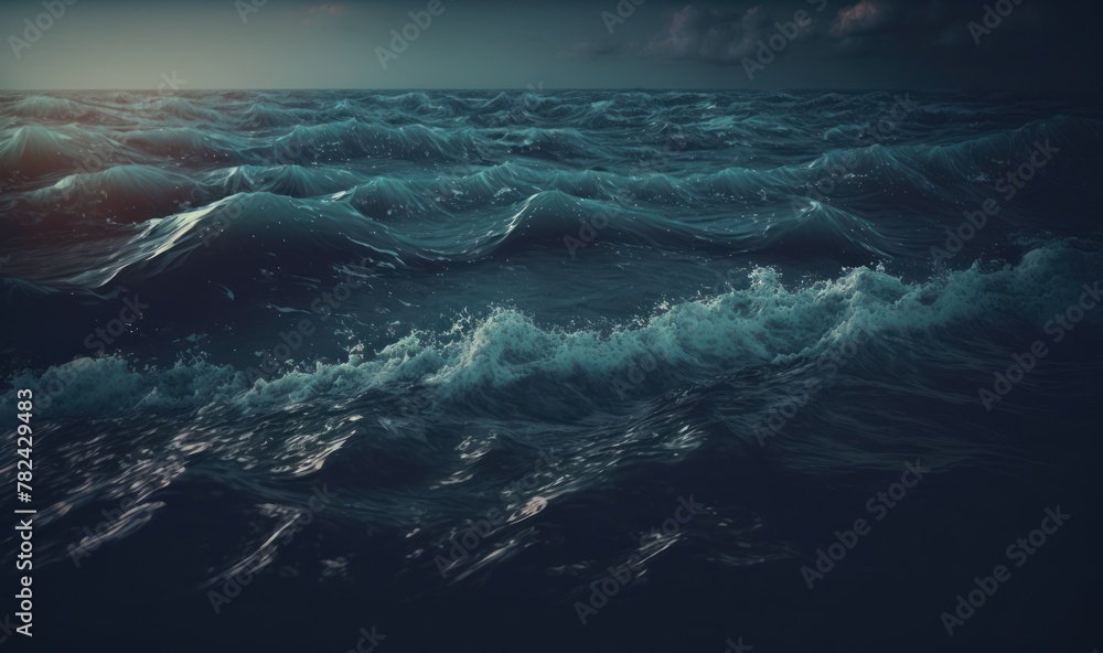 Poster dreamy ocean waves - calming background for design generative ai