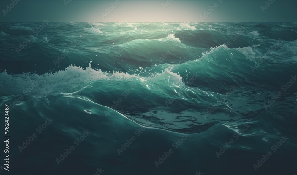 Poster dreamy ocean waves - calming background for design generative ai