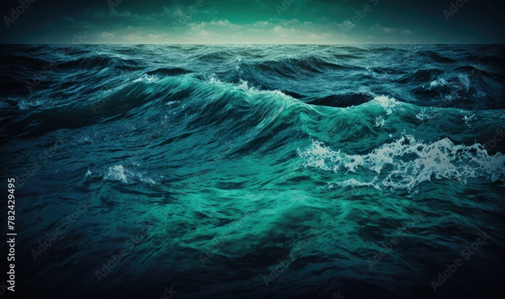 Poster dreamy ocean waves - calming background for design generative ai