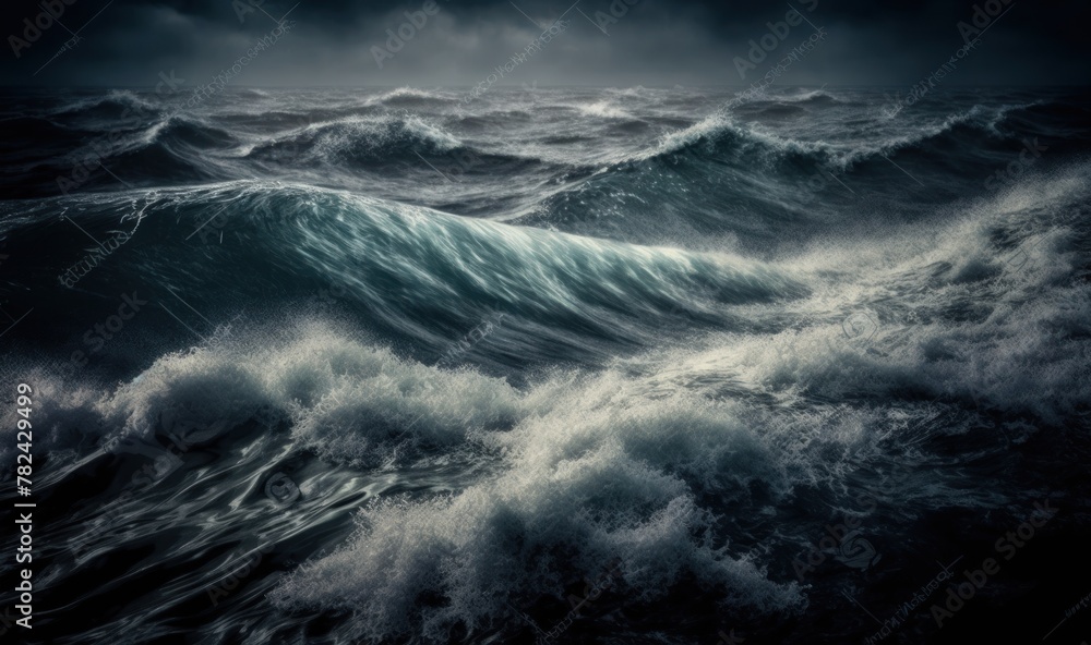 Poster dreamy ocean waves - calming background for design generative ai