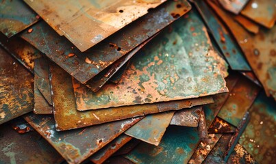 abstract background with rusted copper sheets