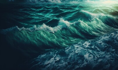 Obraz premium Dreamy Ocean Waves - Calming Background for Design Generative AI