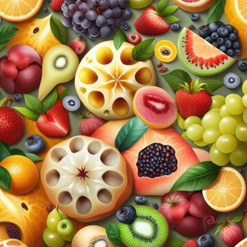 Fresh and Flavorful Fruit Pattern Generative AI
