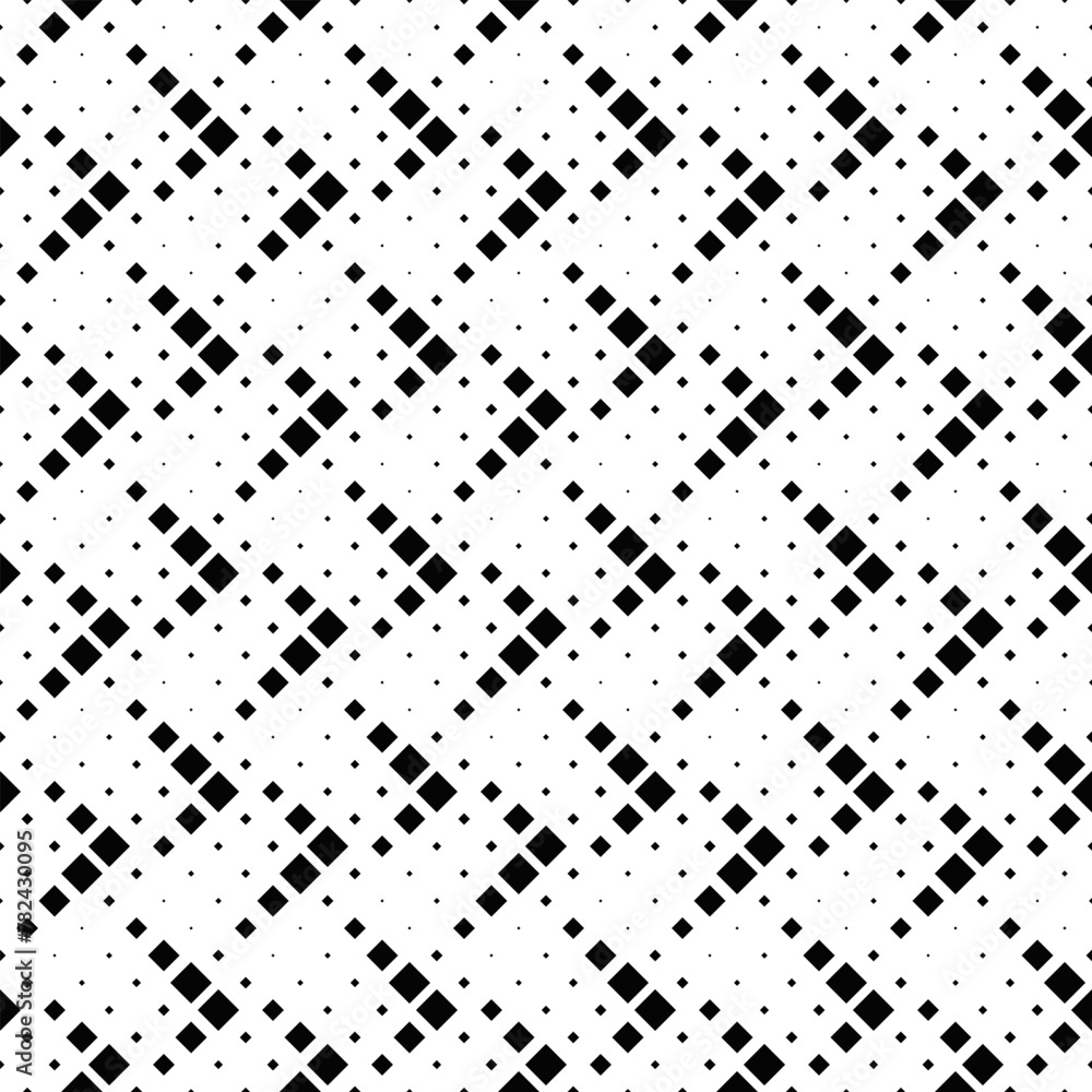 Poster black and white geometrical seamless diagonal square pattern background - monochrome abstract vector