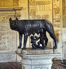 Palazzo dei Conservatori Rome Italy, The statue of the symbol of Rome, the She-Wolf breastfeeding...