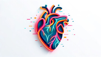 Colorful artistic illustration of a heart, perfect for health and creativity concepts, suitable for medical and educational use. - obrazy, fototapety, plakaty