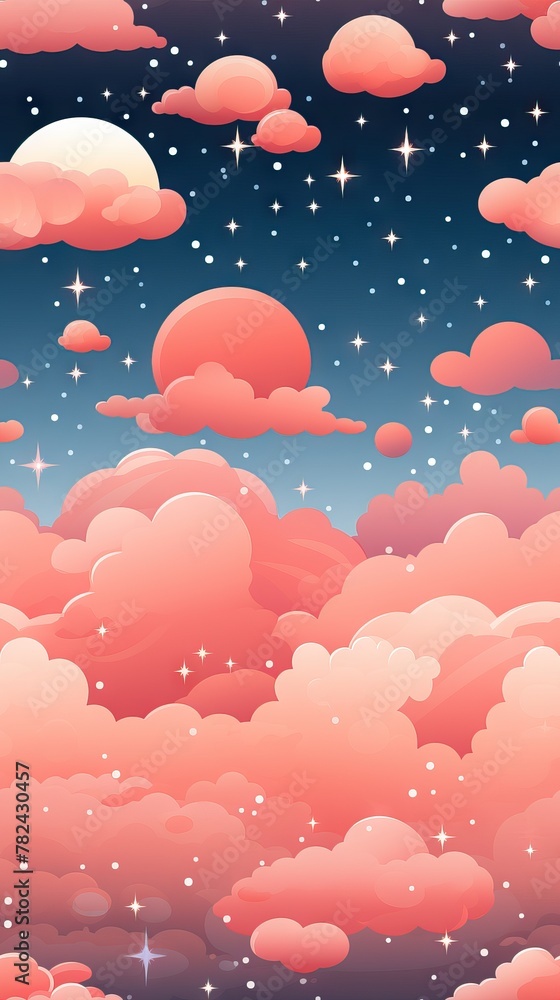 Poster celestial moon pattern in aesthetic style generative ai