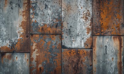 texture of rusted aluminum panels in subtle shades of gray and silver
