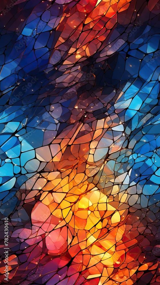 Poster vibrant abstract rainbow pattern with metallic flecks generative ai