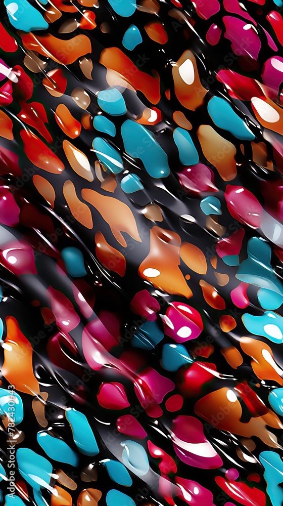 Poster vibrant leopard print pattern with shimmering silver flakes generative ai