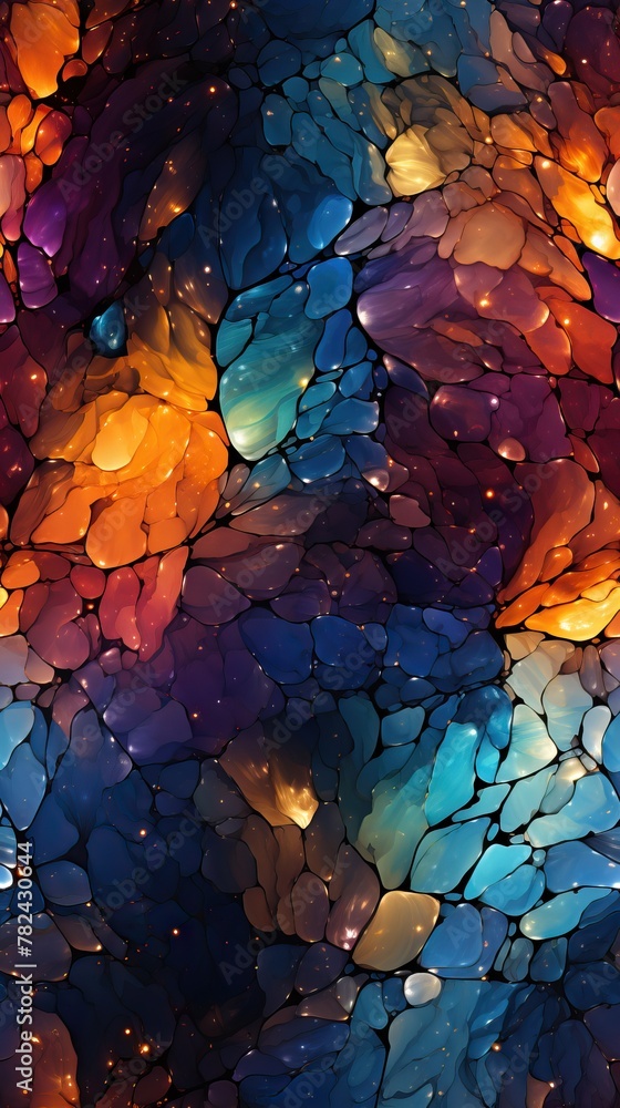 Poster vibrant rainbow abstract pattern with metallic flecks generative ai