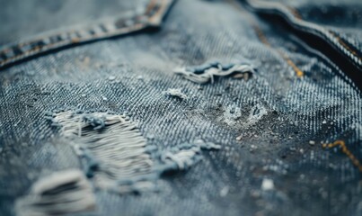 An urban image featuring a flat background crafted from distressed light wash denim material