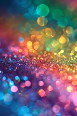 A magical display of multi-colored bokeh lights reflected on a shiny surface