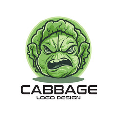 Cabbage Cartoon Vector Logo Design