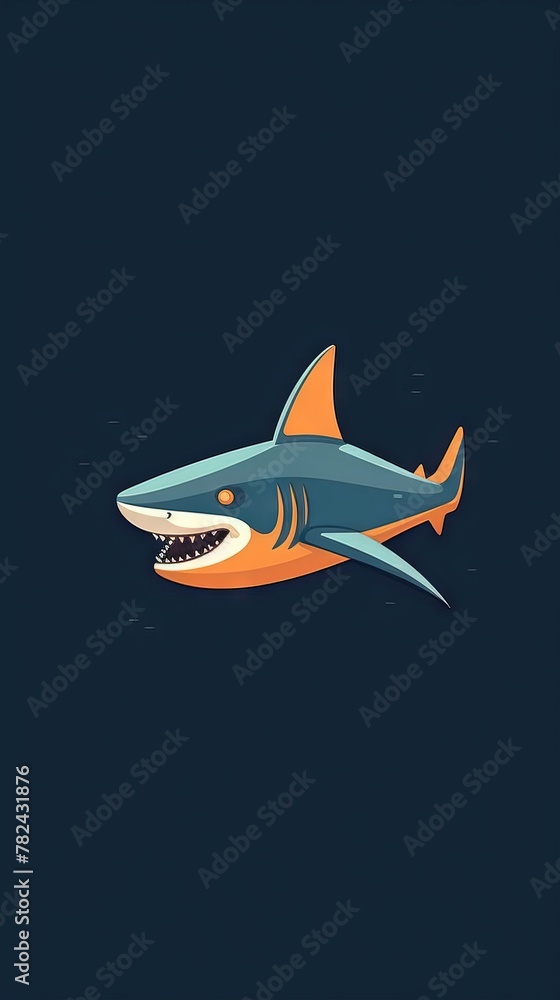 Poster shark in minimalist style on dark background generative ai