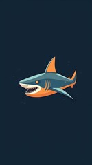 Fototapeta premium Shark in Minimalist Style on Dark Background Generative AI