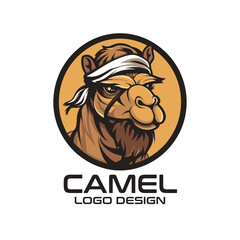 Camel Cartoon Vector Logo Design