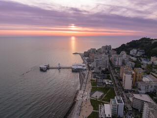 Albania Durres city sunset sun on Adriatic Sea 10 Aprile 2024