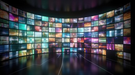 Digital Media Wall of Screens Concept Generative AI - obrazy, fototapety, plakaty