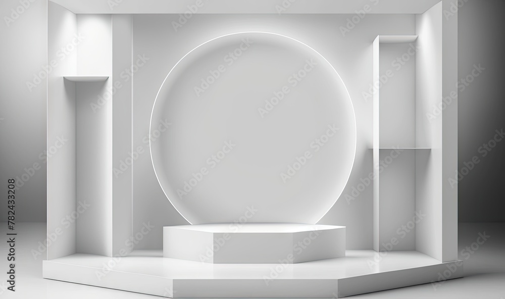 Poster abstract stage in futuristic geometric style generative ai