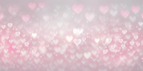 Soft Pastel Pink Sweet Background and Mini Hearts Soft Bokeh Light in the White Sky Generative AI