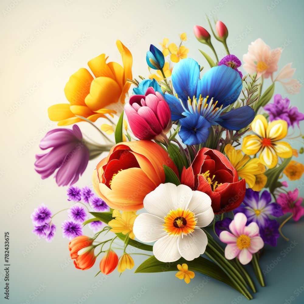 Poster spring flowers - realistic background generative ai