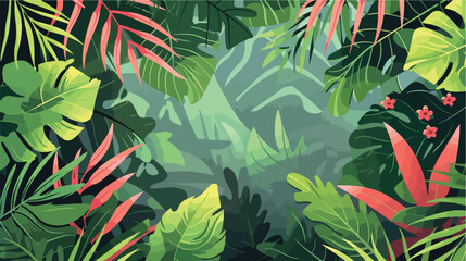 Fototapeta na wymiar Cartoon tropical foliage background. Vector illustr