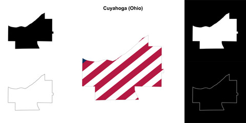 Cuyahoga County (Ohio) outline map set