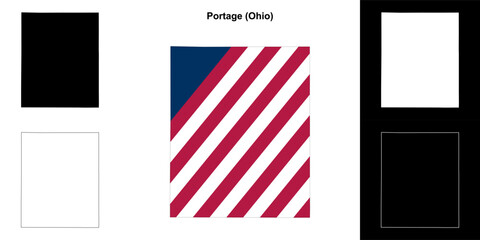 Fototapeta premium Portage County (Ohio) outline map set