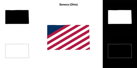Fototapeta premium Seneca County (Ohio) outline map set