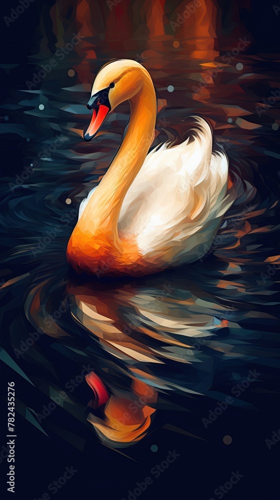 Aufkleber abstract swan on dark background generative ai
