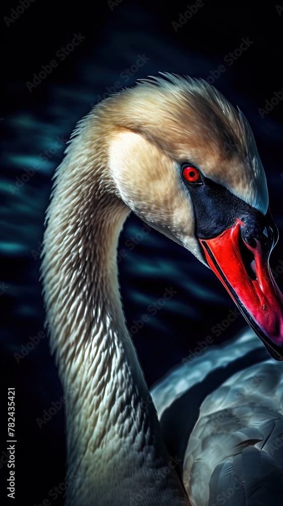 Aufkleber swan in pop art style on dark background generative ai