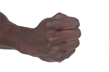 a closed hand on white background