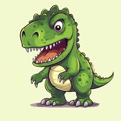 Fototapeta premium Ferocious T-Rex with Angry Expression, Minimalist Digital Illustration Generative AI