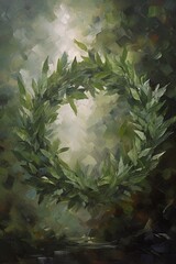 Impressionist Olive Branches Forming a Peace Sign Symbol Generative AI