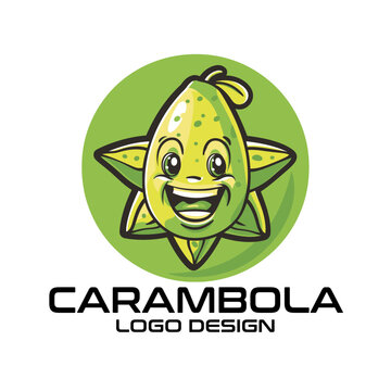 Carambola Cartoon Vector Logo Design