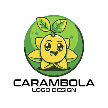 Carambola Cartoon Vector Logo Design