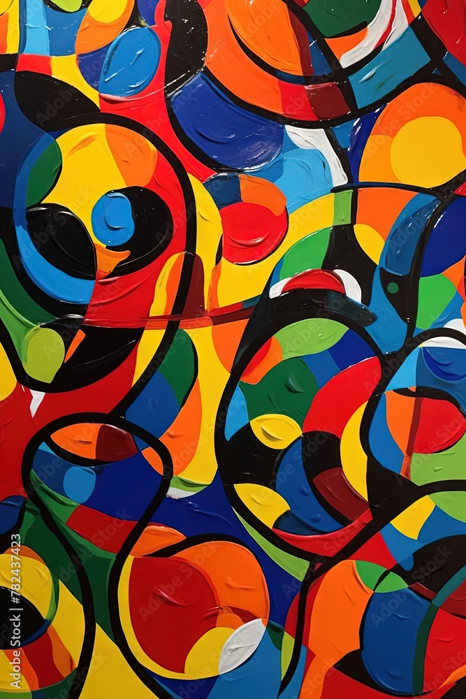 Aufkleber vibrant pop art composition with abstract shapes and primary colors generative ai