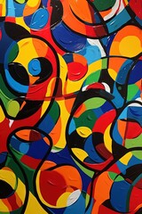 Vibrant Pop Art Composition with Abstract Shapes and Primary Colors Generative AI
